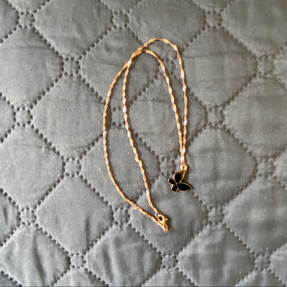 Black and goldtone Butterfly Necklace